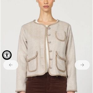 Dear John Denim Cream Button-Front Wool Blend Jacket